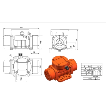 silnik wibracyjny 400V 100W MV 3000RPM 1kN