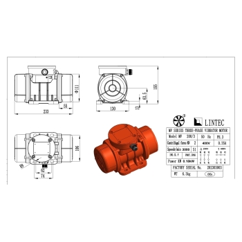 silnik wibracyjny 400V 180W MV 3000RPM 2kN