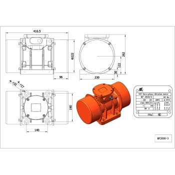 silnik wibracyjny 400V  2000W MV 3000RPM