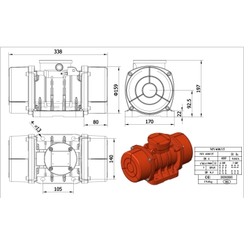 silnik wibracyjny 400V 300W MV 400/15 1500RPM 4kN